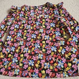 🌈 Floralcore Womens Large V Neck Long Sleeve